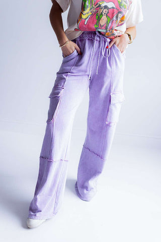 FRENCH TERRY CARGO PANTS (LAVENDER)