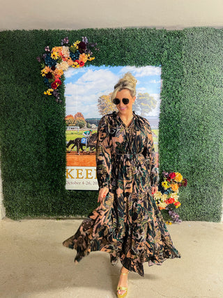 FLORAL PRINT (BLACK MULTI) MAXI DRESS