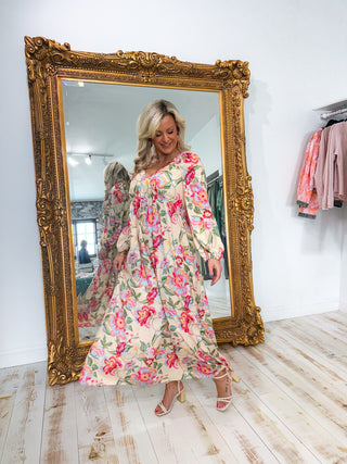 FLORAL LONG SLEEVE MAXI DRESS