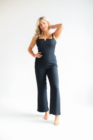 SERENE V CUTOUT JUMPSUIT IN BLACK