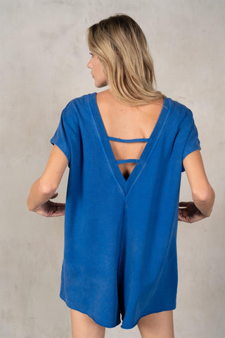 Deep Back V-neck Cotton Modal Romper