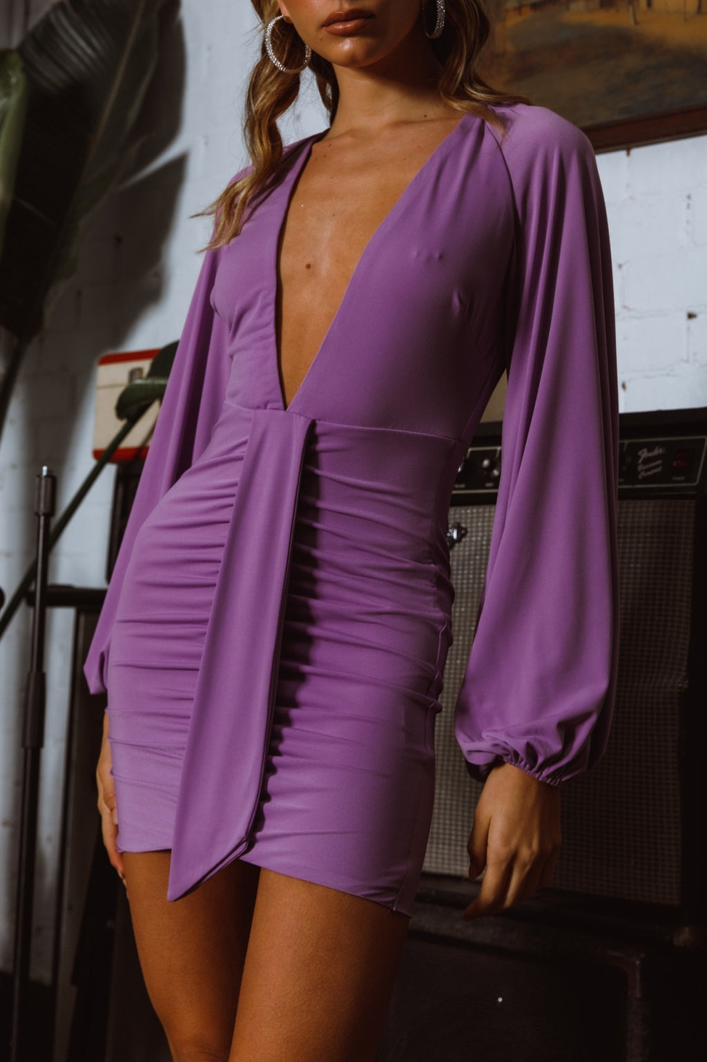 DEEP V NECK LONG SLEEVE BODYCON MINI DRESS – Posh Boutique KY