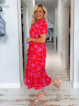 Aria Floral Beth Button Down Midi Dress