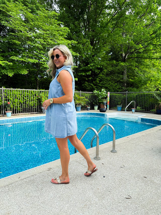 (MEDIUM) NEW LIGHT DENIM MINI DRESS - Z SUPPLY