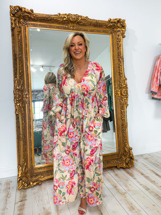 FLORAL LONG SLEEVE MAXI DRESS