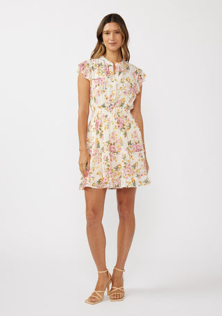 Floral Flutter Sleeve Smocked Mini Dress