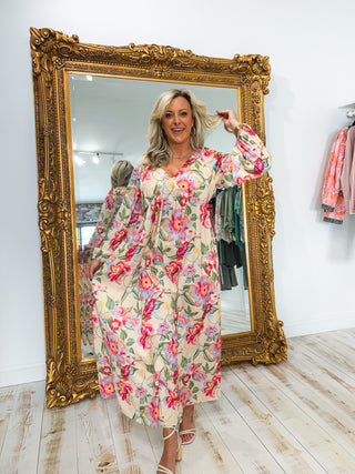 FLORAL LONG SLEEVE MAXI DRESS