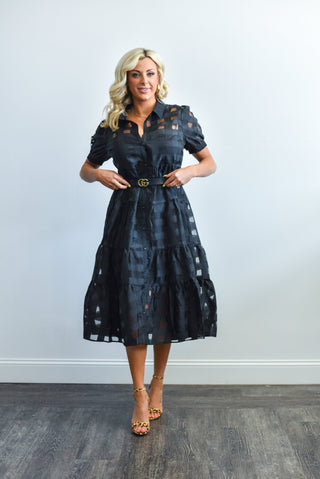 Button Down Maxi (Black) Dress