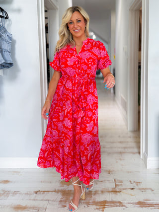 Aria Floral Beth Button Down Midi Dress