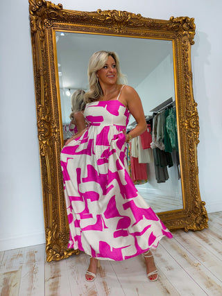 Fuchsia Wave Maxi Dress