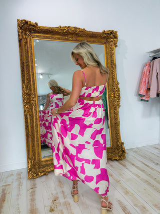 Fuchsia Wave Maxi Dress