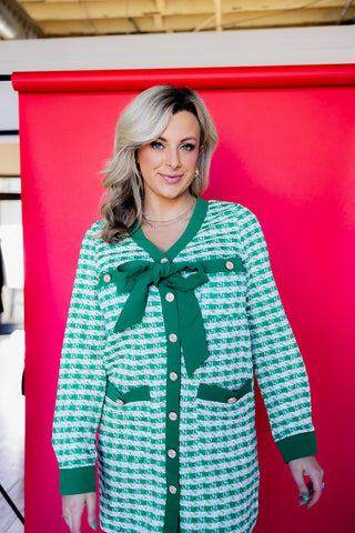 RIBBON EMBELLISHED PLAID DRESS
