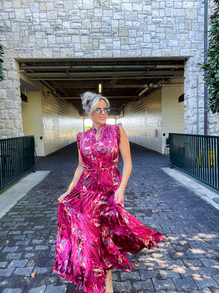 FLORAL PRINT (FUCHSIA) MAXI DRESS
