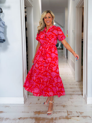 Aria Floral Beth Button Down Midi Dress
