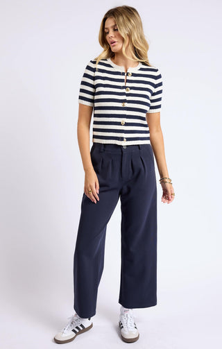 DAPHNE STRIPED BUTTON CARDIGAN