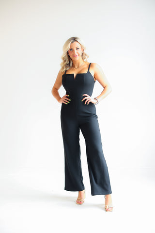 SERENE V CUTOUT JUMPSUIT IN BLACK