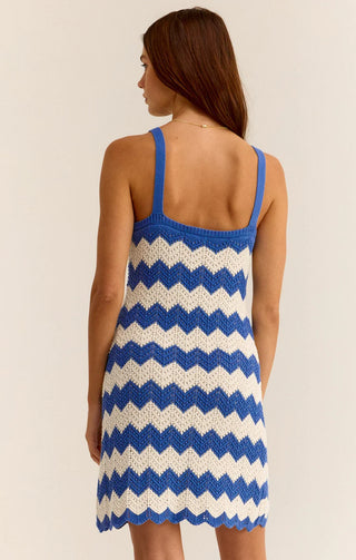 ALLURE STRIPE CROCHET MINI DRESS (ROYAL BLUE) -  Z SUPPLY