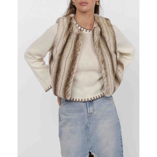 DEMI FAUX FUR CROPPED VEST - SAGE THE LABEL