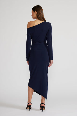 ALISSA ASYMETRICAL DRESS (NAVY) - LUCY PARIS