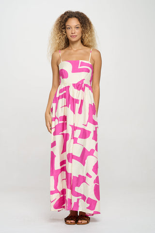 Fuchsia Wave Maxi Dress