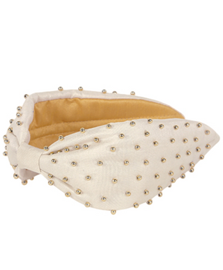 Metal Ball Bead Decor Headband Ivory