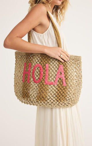 WOVEN JUTE TOTE BAG - (HOLA)