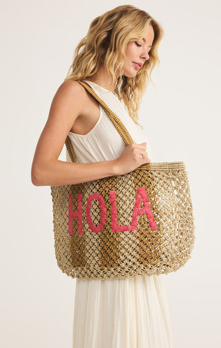 WOVEN JUTE TOTE BAG - (HOLA)