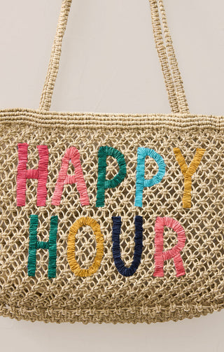 WOVEN JUTE TOTE BAG - (HAPPY HOUR)