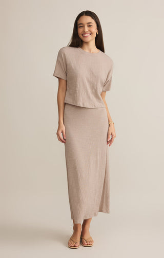 (LARGE) DELAVINE TEXTURED MIDI SKIRT (PARCHMENT) - Z SUPPLY