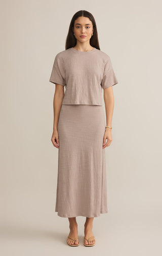 (LARGE) DELAVINE TEXTURED MIDI SKIRT (PARCHMENT) - Z SUPPLY