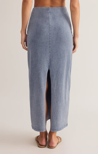 (LARGE) GAIL JERSEY MIDI SKIRT (MEDIUM INDIGO) - Z SUPPLY