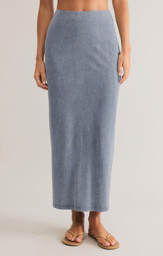 (LARGE) GAIL JERSEY MIDI SKIRT (MEDIUM INDIGO) - Z SUPPLY
