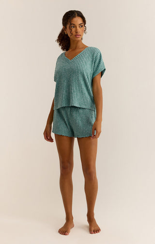 HARPER RIB V-NECK TOP (Green Lagoon) - Z SUPPLY