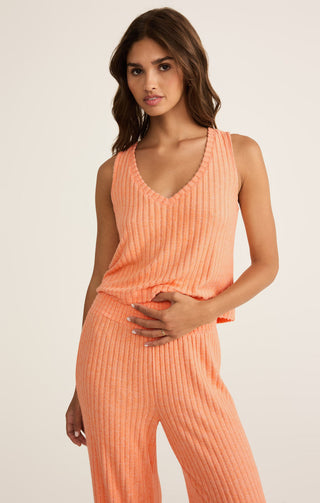 SLOANE V-NECK SILKY RIB TANK (MALIBU ORANGE) - Z SUPPLY