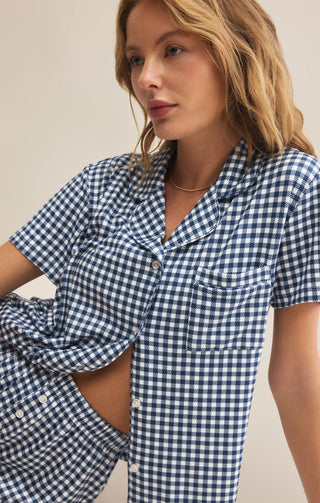 AMY GINGHAM TOP (YACHT BLUE) - Z SUPPLY