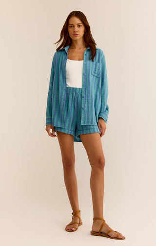 CABANA STRIPE GAUZE SHORT (BAJA BLUE) - Z SUPPLY