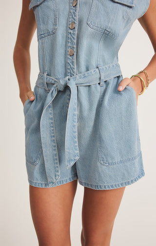 (XS, S, M) DASH LUXE SOFT DENIM ROMPER - Z SUPPLY