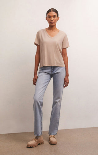 GIRLFRIEND V-NECK TEE (BIRCH) - Z SUPPLY