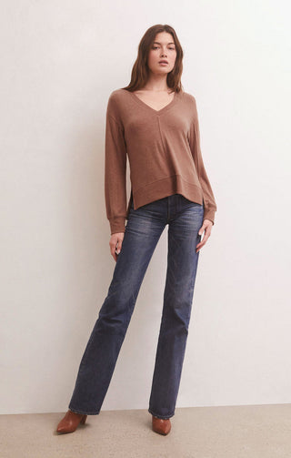 WILDER CLOUD V-NECK LONG SLEEVE TOP (PENNY) - Z SUPPLY