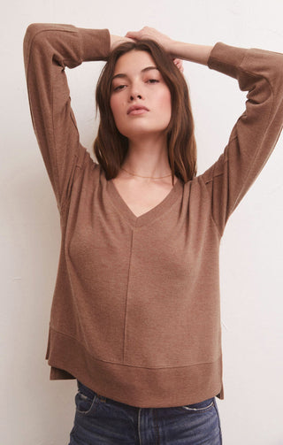 WILDER CLOUD V-NECK LONG SLEEVE TOP (PENNY) - Z SUPPLY