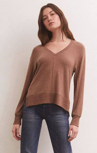 WILDER CLOUD V-NECK LONG SLEEVE TOP (PENNY) - Z SUPPLY