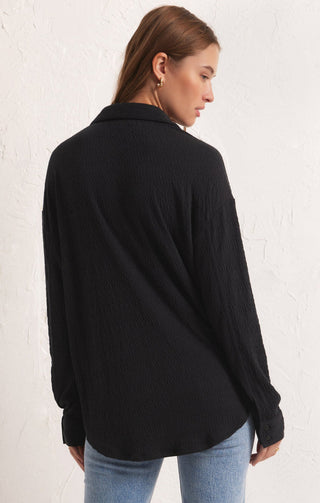 DAWSON PUCKER KNIT BUTTON UP SHIRT (BLACK) - Z SUPPLY