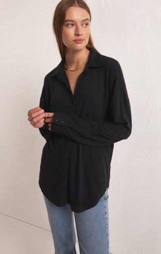 DAWSON PUCKER KNIT BUTTON UP SHIRT (BLACK) - Z SUPPLY