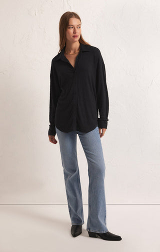 DAWSON PUCKER KNIT BUTTON UP SHIRT (BLACK) - Z SUPPLY