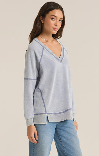 EASY V-NECK KNIT DENIM SWEATSHIRT - Z SUPPLY