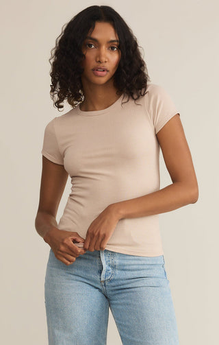 (MEDIUM) AVERY FITTED RIB TEE (PARCHMENT) - Z SUPPLY