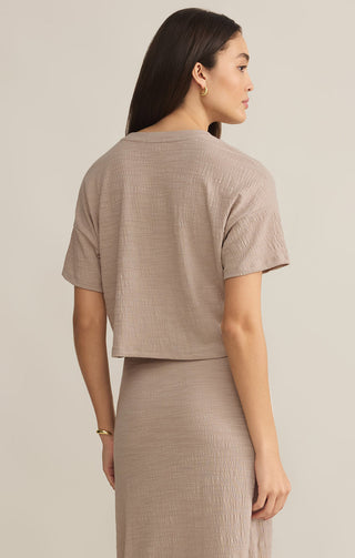 (LARGE) SWAY TEXTURED SLUB CROPPED TEE (PARCHMENT) - Z SUPPLY