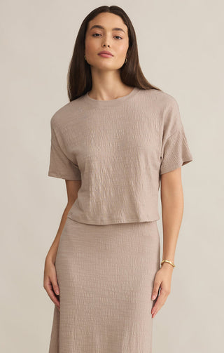 (LARGE) SWAY TEXTURED SLUB CROPPED TEE (PARCHMENT) - Z SUPPLY