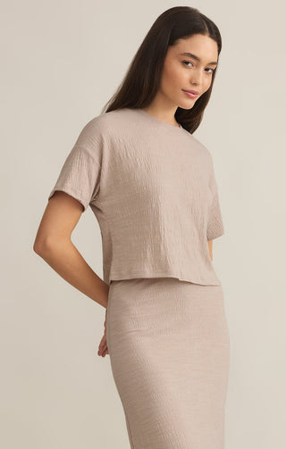 (LARGE) SWAY TEXTURED SLUB CROPPED TEE (PARCHMENT) - Z SUPPLY