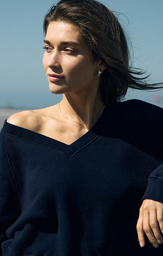 AVENUE V-NECK FLEECE SWEATSHIRT (ECLIPSE) - Z SUPPLY